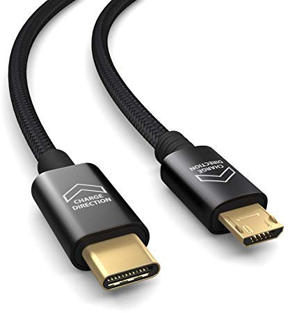 PAXO 0,3m USB C auf Micro USB Kabel, lädt Micro USB Geräte, Ladekabel, Ladeadapter, Datenkabel, USB 2.0