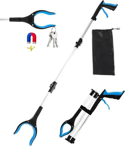 Kiuiom Pinzas Extensibles Larga,Plegable Herramienta de Captura,Brazo Más Largo para Recoger Basura, para los Viejos, Discapacitados y Trabajadores Sanitarios,Aleación Aluminio 82 cm