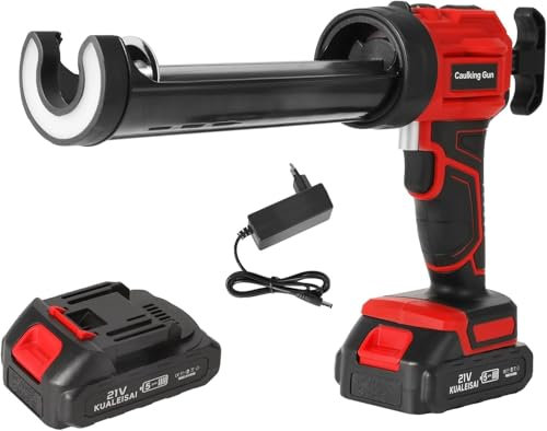 Pistola de cartucho eléctrica inalámbrica con batería de 1,5 Ah, pistola de silicona con LED, 4 velocidades, pistola de juntas eléctricas de 300 ml para sellar, llenar (con batería)