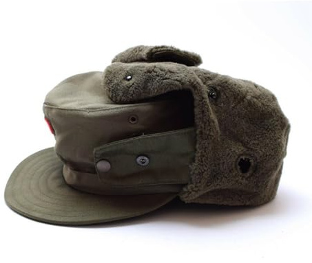 Gorro genuino de invierno del ejército austriaco, color verde oliva, con insignia y emblema, verde oliva, Talla única