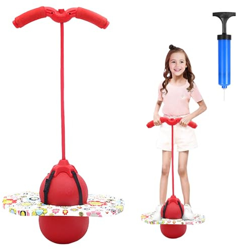 Hengrongshen Pogo Ball con manici, Pogo Stick Palla gonfiabile per bambini, asta di gonfiaggio con pompa ad aria, Pogo Ball per l'allenamento dell'equilibrio, regalo per bambini dai 6 anni in su
