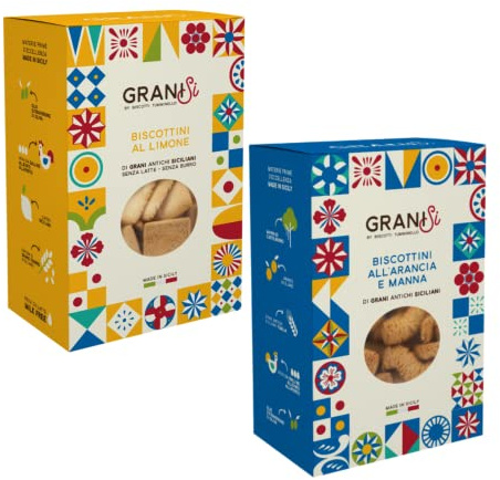 Tumminello | Granisi Biscotti Arancia | Biscotti Limone Grani Antichi Siciliani | Biscotti Artigianali - 2 x 210 Gr