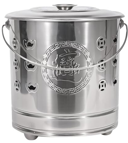 Burn Canestro, Cesto Antincendio In Metallo, Gabbia Di Fuoco In Acciaio Inossidabile Portatile, Con Gancio E Fodera, Base Stabile, 26x26x29 Cm, Per Le Foglie E Spazzatura In Patio, Giardino O Campeggi