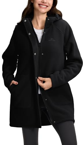 Pioneer Camp Giacca in pile da donna, foderata, spessa, calda, 400 g, con cappuccio, con cappuccio, antistatica, autunno e inverno