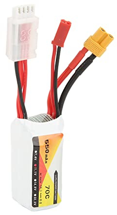 Dilwe Batería Lipo Compacta de 11,1 V, 550mAh, 70C, 3S, con Enchufe JST XT30 para Cuadricóptero de Coche de Carreras LS180 RC, Adecuada para Entusiastas de QAV250