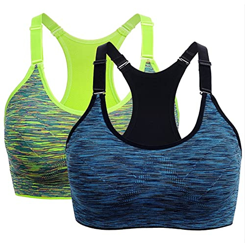 Uwdiohq Lot De 2 Soutiens-Gorge Sport pour Femmes À Fort Impact Yoga Running sans Couture Gym Tank Top Fitness Vest Menstruelle Chien (E, M) Brassiere Allaitement Soutien Gorge Forte Poitrine