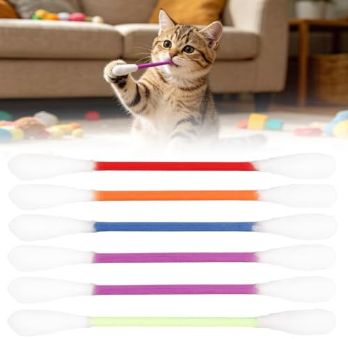 Juguete Masticables Q Tip Gigante, 6 piezas Juguete gigante para gatos Q Tip, Juguete Bastoncillo De Algodón para Gatos, hisopos de algodón juguetes para gatos, regalo para los amantes de los gato