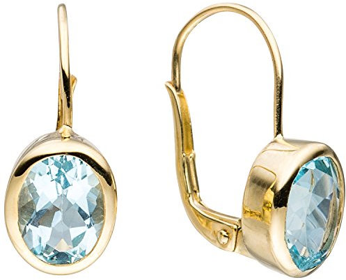 Jobo Damen-Ohrhänger aus 8 Karat 333 Gold mit Blautopas Oval