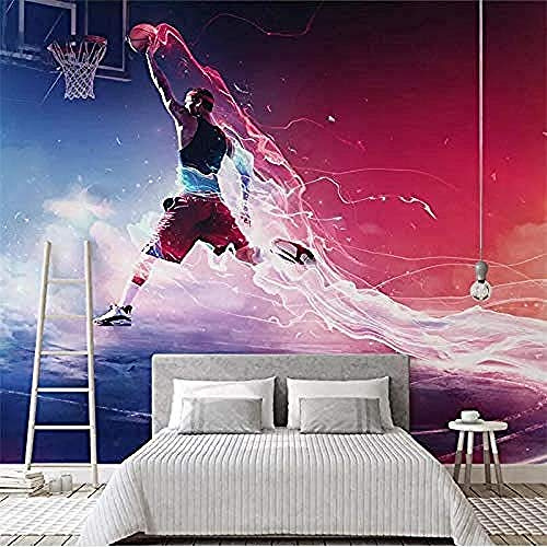 Benutzerdefinierte Tapete Coole Basketball Dunk Hintergrund Tapete Wandbild Benutzerdefinierte Große Wandbild Grüne Wanddekoration fototapete 3d Tapete effekt Vlies wandbild Schlafzimmer-350cm×256cm
