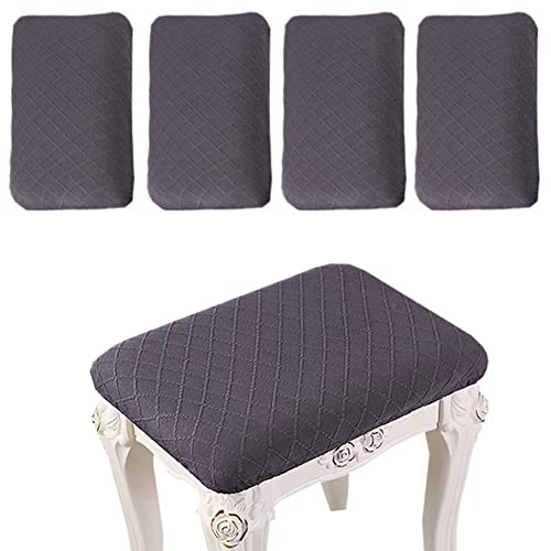 ANWUCHEN Stool Covers Rectangl,4 Pack Stretch Rectangle Bar Stool Covers Elastic Vanity Stool Cover Chair Seat Slipcovers Counter Stool Covers Saddle Seat Cover for Wooden Metal Bench (Dark gray)