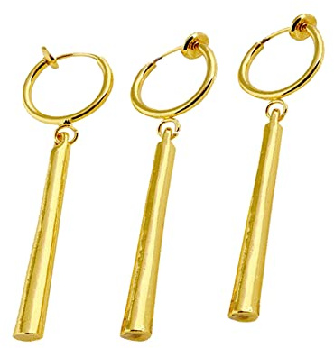 Zaky 3 pcs Anime OP. Earrings Gold Ear Clip Z. Cosplay Earrings for Anime Cosplay Accessories Vertical Bar Dangle Earrings (Ear clip) ﻿