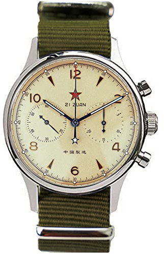 SU1962Z40X Herren-Chronograph mit Schwanenhals und Seemöwe 1962 (New Seagull 1963), 40 mm, leuchtendes Saphirglas, echtes Nylonband, ST1901, Uhrwerk, grün, 40 mm, Armband