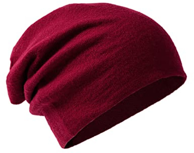 Villand 100% Merinowolle Mütze für Damen und Herren mit Geschenkbeutel, doppellagige Skimütze, gestrickte Wollmütze für den Winter (Weinrot)