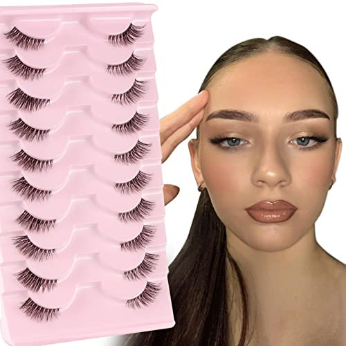 Parriparri Ciglia Finte 10 Paia Mezze Ciglia Finte Con Fascia Trasparente 3D Occhio Di Gatto Ciglia Naturali Half Lashes Cateye Corner Eyelashes