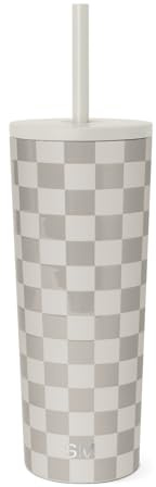 Simple Modern Insulated Tumbler with Lid and Straw | Iced Coffee Cup Reusable Stainless Steel Water Bottle Travel Mug | Gifts for Women Men Her Him | Classic Collection | 710ml | Checkmate