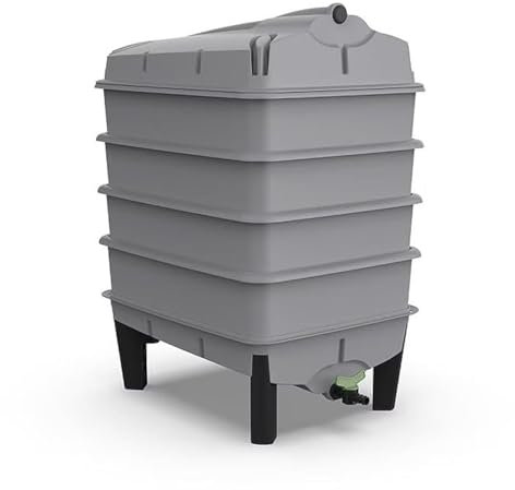 Tiger Wormery – 4‑Tray Worm Composter Kit – Indoor & Outdoor Composting System – Eco Home Recycling – Made in the UK (Grey)