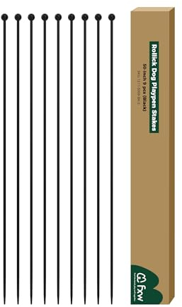 FXW Dog Playpen Replacement Stakes, Only Fit Rollick/Instant Dog Playpen, 9PCS, 50 inch
