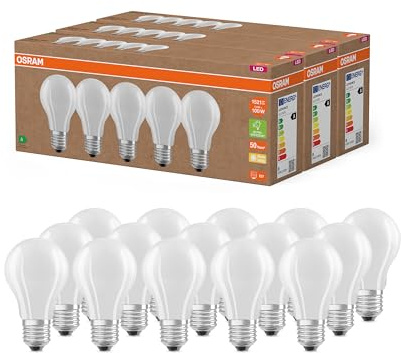 Osram Hocheffiziente LED Lampen mit Energieeffizienz Klasse A, Vorteilspack mit 15 Leuchtmittel, ersetzt herkömmliche 100W Glühbirnen, warmweiß(2700K), E27, mattes Glas