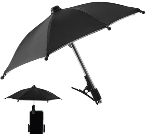 Phone Umbrella for Sun Adjustable Clip On Shade for Smartphones, Black