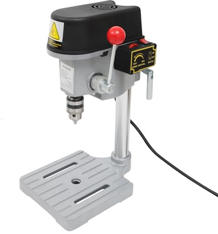 Tischbohrmaschine 340W, Elektrische Standbohrmaschine mit Basis, 3-Gang Einstellbarer Geschwindigkeit (0-16000 U/min), Profi Mini-Tischbohrständer für Holz, Kunststoff, Aluminium, DIY & Möbelmontage