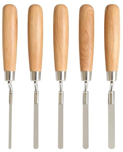 5 PCS Stainless Pointing Trowel Brick Jointer 6/8/10/12/15 mm Flat Brick Pointing Tools with Wooden Handle Durable for Builders and DIY Brick Gap Repairs