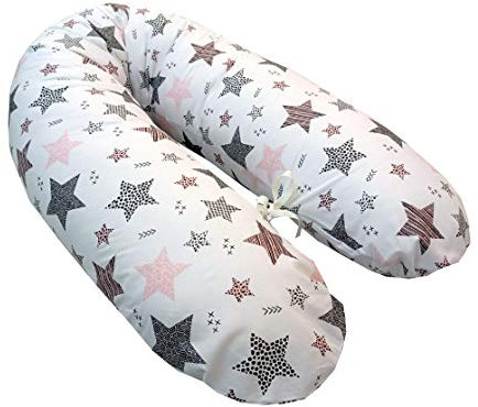Emi&Sam Stillkissen 170cm Bezug Füllung FillBall EPS Lagerungkissen Stillkissenbezug ((FillBall inkl. Bezug) 19. Sterne Rosa)