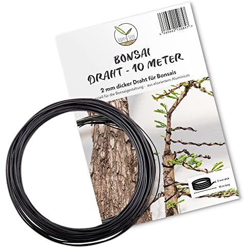 HappySeed 10m Bonsai Draht aus eloxiertem Aluminium, Schwarz - Essenziell für die gewünschte Form Ihres Bonsais - ideal zum Drahten von Bäumen & Pflanzen (2 mm)