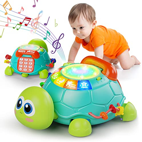 Letapapa Baby Toys 6 to 12 Months, Tummy Time Toy for 12-18 Months, Musical Turtle Crawling Toys with Light & Sound, Birthday Gift Early Educational Toy for Baby Infant 6 7 8 9 10 Months 1 2 Year Old