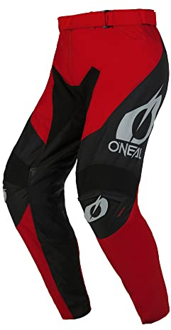 O'NEAL Pantalones Motocross Moto Enduro Tejidos Denier duraderos, protección térmica de Cuero en ambas Rodillas Interiores Pantalones Mayhem Hexx V.24 Adulto Negro Rojo Talla 42