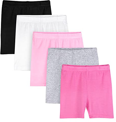 Auranso Lot de 5 Short Cycliste Leggings Filles Enfants Sport Courts pour Filles 2-10 Ans Multicolor 5-7 Ans