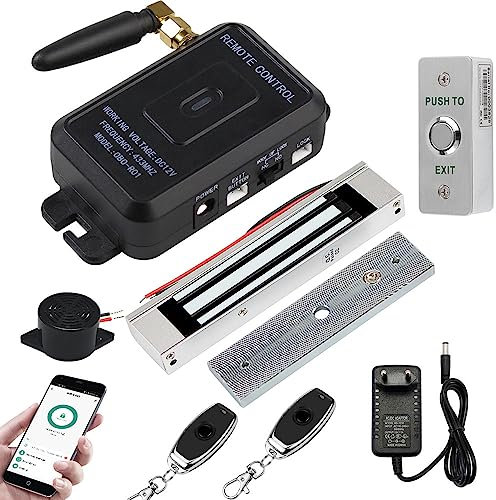 FTes RFKits TUYA Zugangskontroll-Schließsystem Satz mit Smartphone App-Steuerung, Gepaart mit 180KG Elektronisches Magnetschloss Drahtlose Presse-Fernbedienung und Schaltfläche Beenden