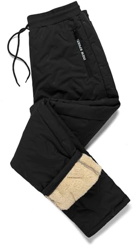 Wirltte Mens Joggers Bottoms Fleece Sweatpants Casual Warm Work Trousers Black L