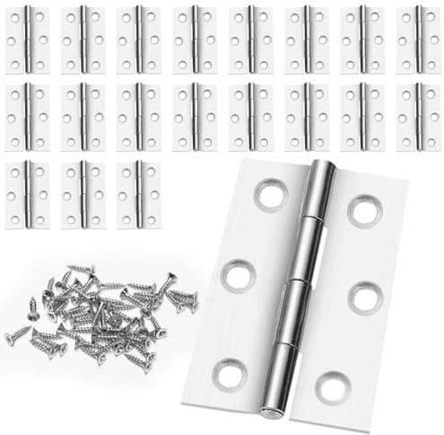 20 Scharniere Klappbar,Klavierband Scharnier,Scharniere Klein, aus Rostfreiem Stahl Türscharniere, mit 120 Schrauben, geeignet für Fenster,Türen und Schränke(44mm × 30mm)