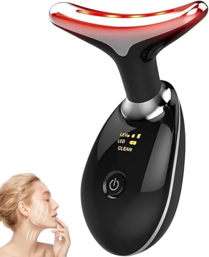 True Beauty Glow Facial Massager, 7 LED Facial Sculptor, Electric Face and Neck Massager, Firming Wrinkle Removal Tool, Face Sculpting Device (Black)