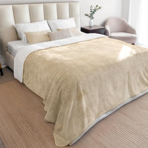 Dreamzie - Manta Impermeable Perro 218x274 cm - Manta Perro Grande Reversible y Lavable - para Sofá y Cama - para Perro Pequeño - Sherpa -Beige