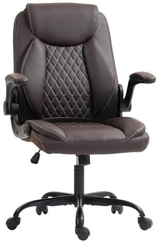 HOMCOM Fauteuil Direction accoudoirs relevables Maison Marron