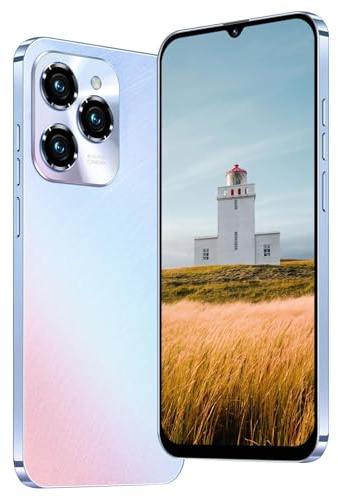 JoyHandy Telefono cellulare 4G, schermo HD da 6,3 pollici, 32 GB ROM (256 GB di espansione), Android 12.0 OS, Face ID/GPS/WiFi/OTG/Dual SIM Smartphone (Hot40Pro-Light Blue)