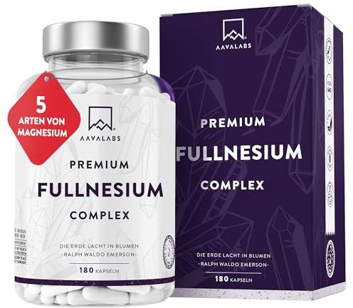 Magnesium Komplex Hochdosiert 1575mg | 425mg Elementares Magnesium Premium mit 5 Formen: Bisglycinat Chelat, Magnesiumcitrat, Malat, Taurate, Magnesiumoxid - Energie, Muskeln, Nerven - 180 Kapseln