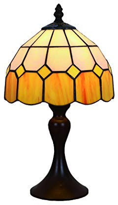 Tokira Vintage Tiffany Tischlampen Gelbe 8 Zoll, E14 Tiffany Tischlampe Antik Original, Glasmalerei Lampen Mediterrane Schlafzimmer Nacht Lampenschirme Wohnzimmer(Ohne Glühbirnen)