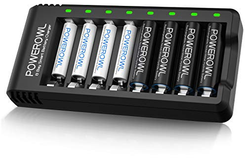 POWEROWL Pilas Recargables Cargador de AA y AAA con AA 2800mAh (4 Unidades) y AAA 1000mAh (4 Unidades) Ni-MH (sin Adaptador)