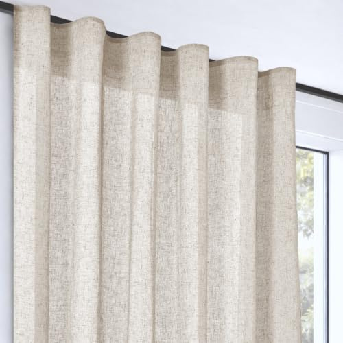 STORESDECO Tenda Trasparente XXL 3 Metri, Voile in Poliestere con Fettuccia, per Finestre e Porte, Filtro Luce, Design Moderno ed Elegante, Beige 300x300 cm