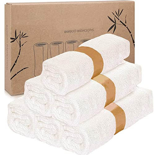 Paquete de 6 paños de bambú – paños blancos para cara – paños suaves y suaves para cara y cuerpo – paños de bambú natural para bebé – Juego de paños de lavado para bebé