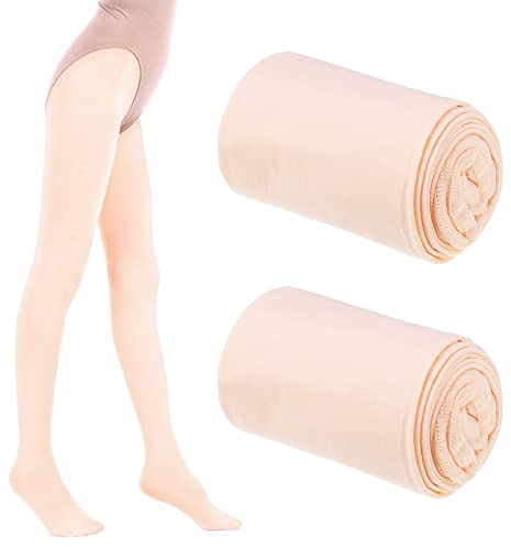 Firtink 2 Pairs Ballet Dance Tights Girls Kids Pink Footed Dance Training Tights Convertible Ballet Legging Stocking For Kids Student Practice 5-10 Old…
