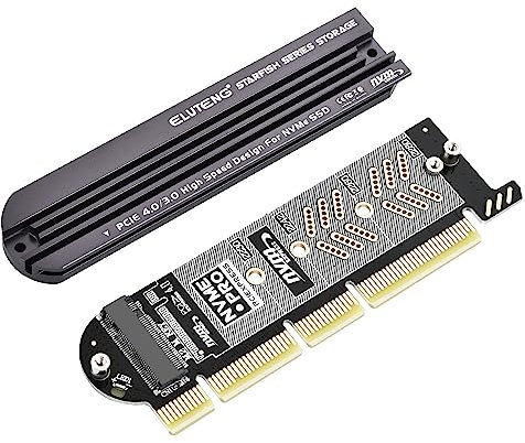 ELUTENG Scheda Adattatore M.2 SSD NVME a PCIE 4.0 x4 Scheda di espansione SSD M.2, soluzione dissipatore di calore in alluminio, supporta slot PCI Express 3.0 4.0 e X4 X8 X16