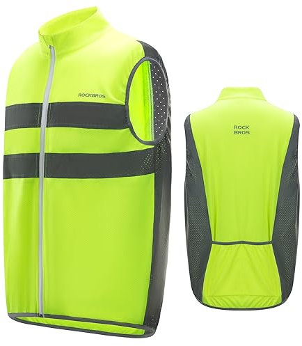 ROCKBROS Reflektierende Fahrradweste Damen Herren Radweste Laufweste für Joggen, Radfahren, Winddicht, Atmungsaktiv M
