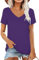 AirMood Maglietta Estiva da Donna, Scollo a V, Casual, a Maniche Corte, Tunica, Viola, XL