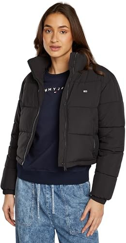 Tommy Jeans Damen Pufferjacke Cropped Essential Puffer Kurz, Schwarz (Black), L