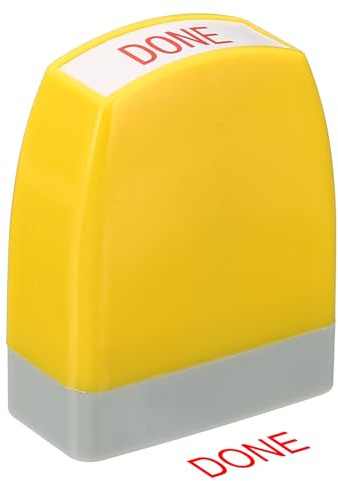 PATIKIL Done Notice Stamp Self Inking, Red Ink Office Stamps Pre Inked Message Stamp Refillable Business Stamp, Yellow