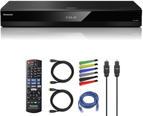 Panasonic DP-UB820-K 4K UHD Blu-ray Player With HDR10+, Dolby Vision, Network Streaming + HDMI Cables + Network and Optical Audio Cables