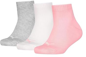 PUMA Lot de 3 paires de chaussettes unisexes en coton recyclé pour enfant, eau de rose, 31-34
